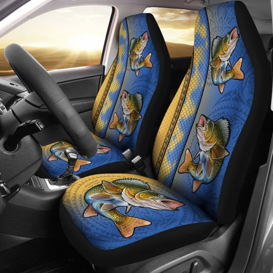 Walleye Fish Scale Pattern Fishing Car Seat Covers 182417 - YourCarButBetter