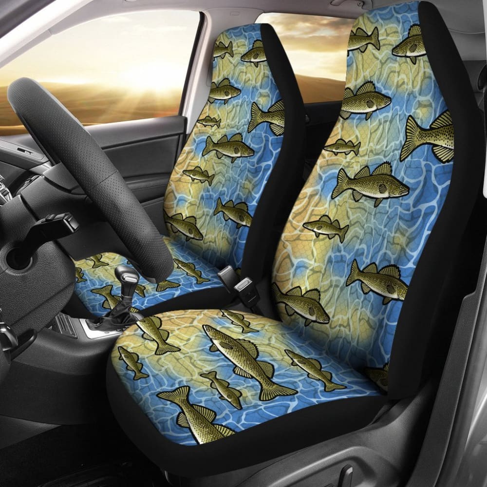 Walleye Fish Skin Pattern Fishing Car Seat Covers 182417 - YourCarButBetter