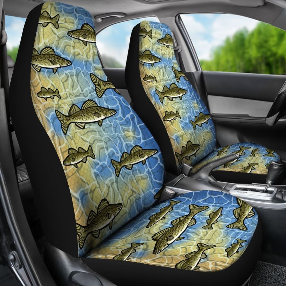 Walleye Fish Skin Pattern Fishing Car Seat Covers 182417 - YourCarButBetter