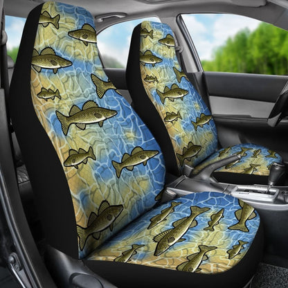 Walleye Fish Skin Pattern Fishing Car Seat Covers 182417 - YourCarButBetter