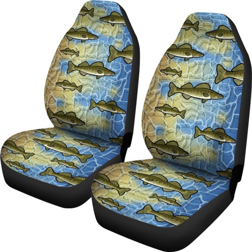 Walleye Fish Skin Pattern Fishing Car Seat Covers 182417 - YourCarButBetter