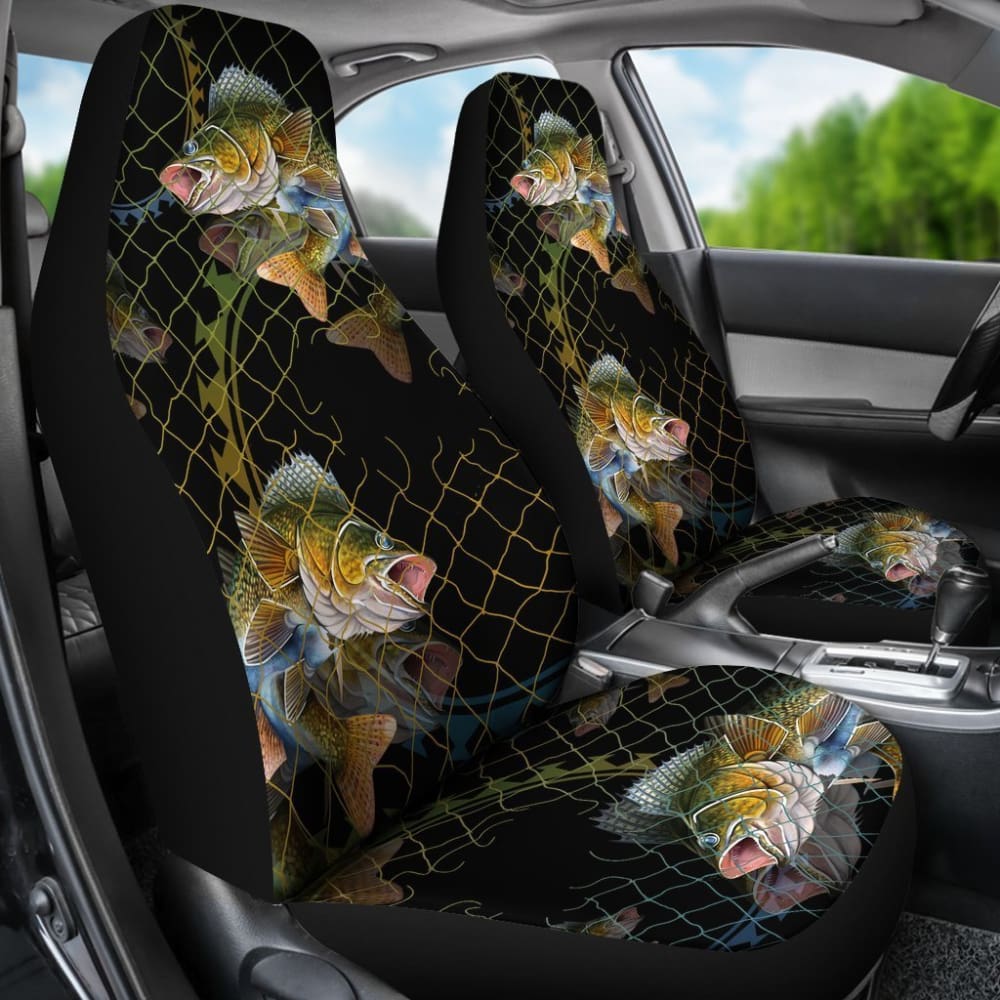 Walleye In The Net Fishing Car Seat Covers 182417 - YourCarButBetter
