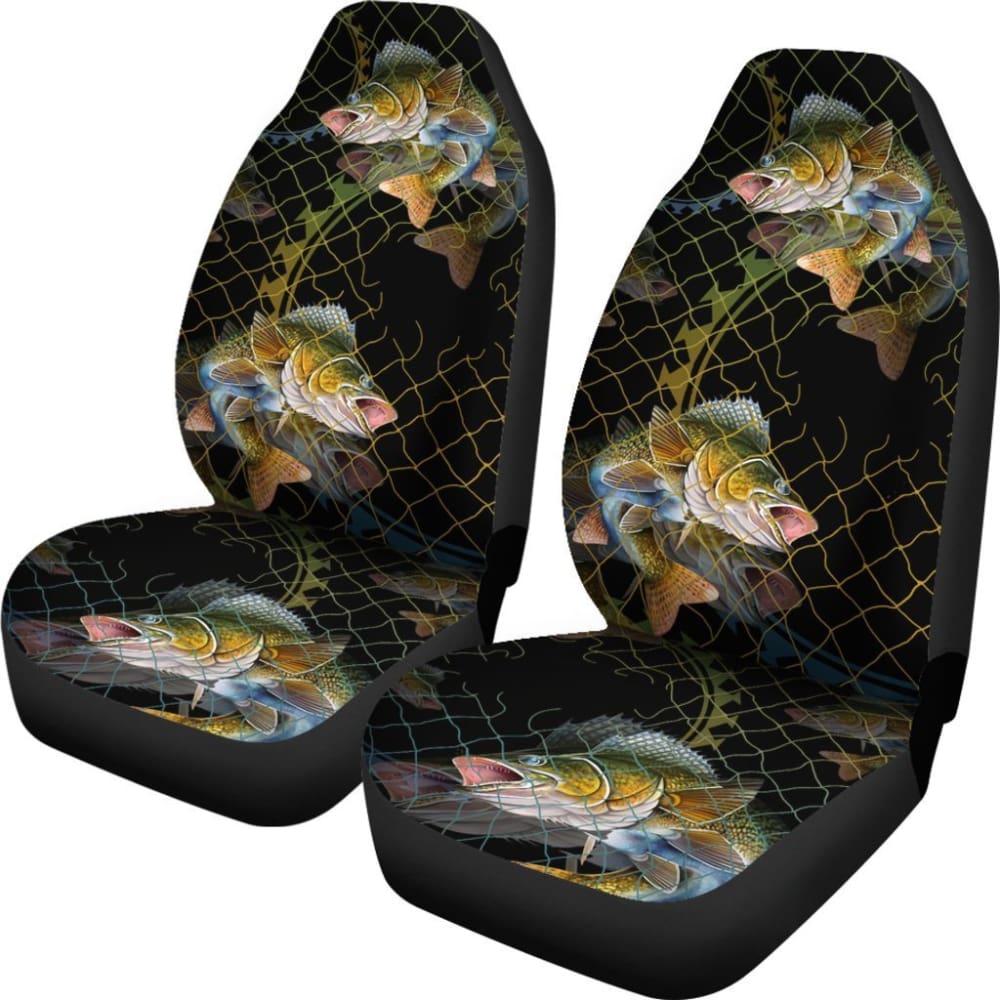 Walleye In The Net Fishing Car Seat Covers 182417 - YourCarButBetter