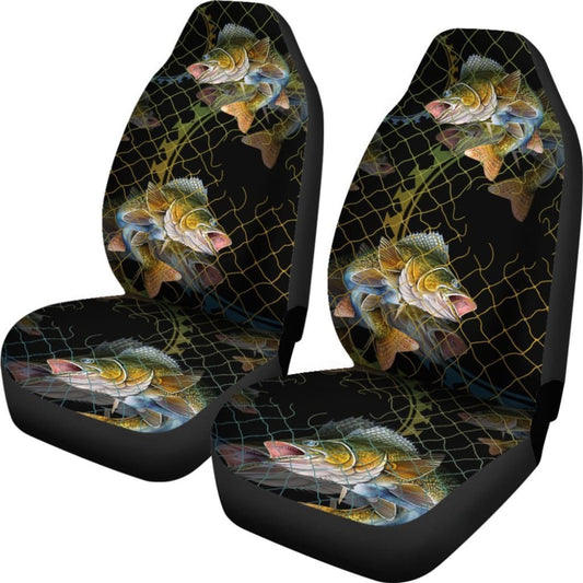 Walleye In The Net Fishing Car Seat Covers 182417 - YourCarButBetter