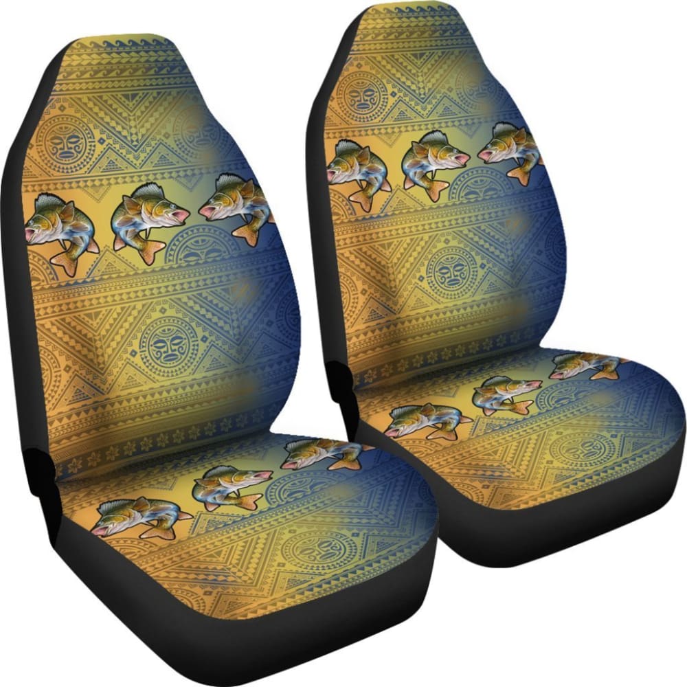 Walleye Skin Color Boho Pattern Fishing Car Seat Covers 182417 - YourCarButBetter