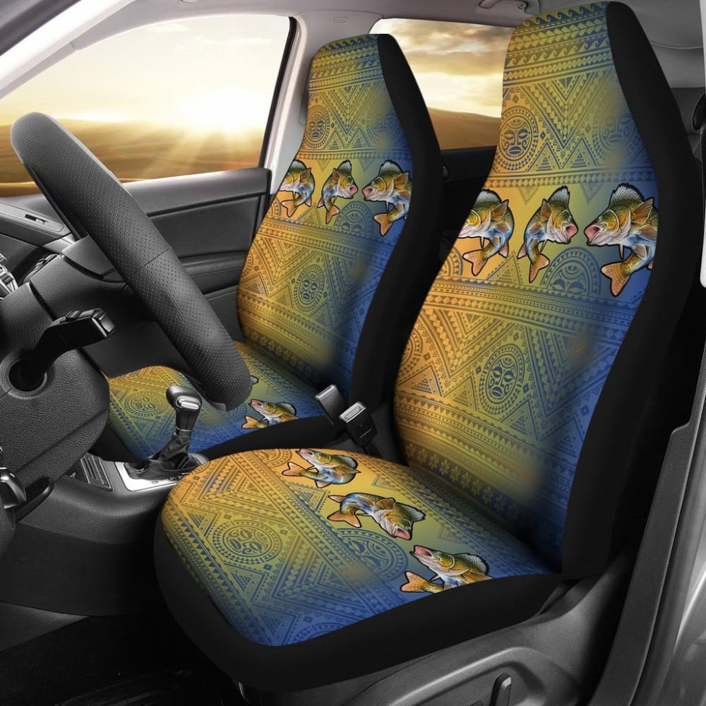 Walleye Skin Color Boho Pattern Fishing Car Seat Covers 182417 - YourCarButBetter