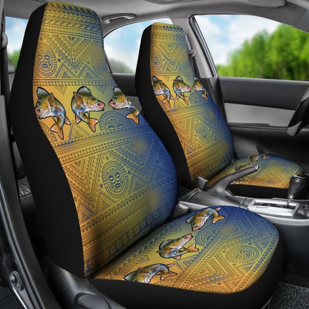 Walleye Skin Color Boho Pattern Fishing Car Seat Covers 182417 - YourCarButBetter