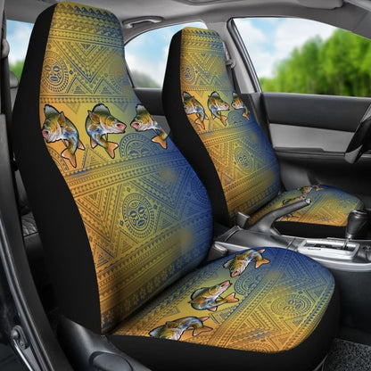 Walleye Skin Color Boho Pattern Fishing Car Seat Covers 182417 - YourCarButBetter