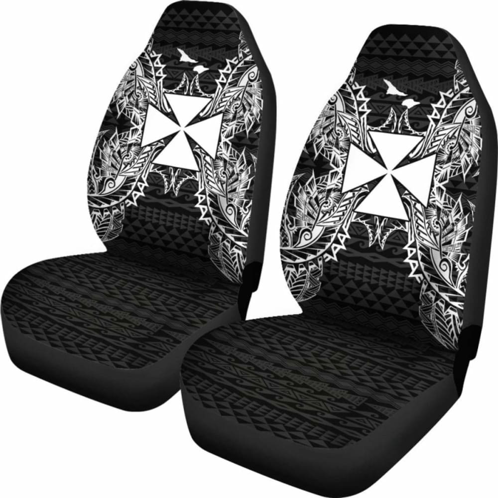 Wallis And Futuna Car Seat Cover - Wallis And Futuna Coat Of Arms Map Black - 105905 - YourCarButBetter