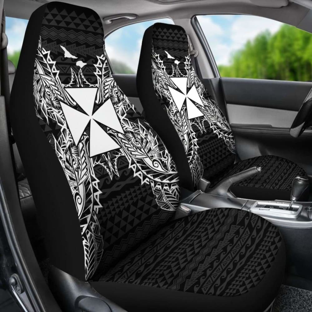 Wallis And Futuna Car Seat Cover - Wallis And Futuna Coat Of Arms Map Black - 105905 - YourCarButBetter