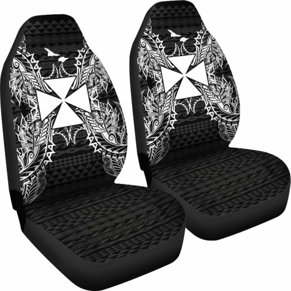 Wallis And Futuna Car Seat Cover - Wallis And Futuna Coat Of Arms Map Black - 105905 - YourCarButBetter