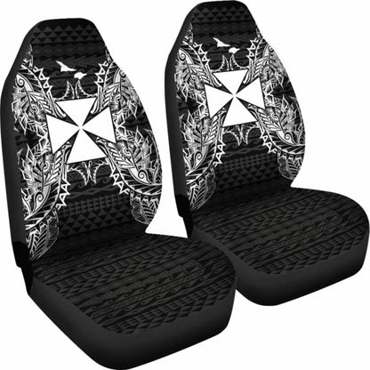 Wallis And Futuna Car Seat Cover - Wallis And Futuna Coat Of Arms Map Black - 105905 - YourCarButBetter