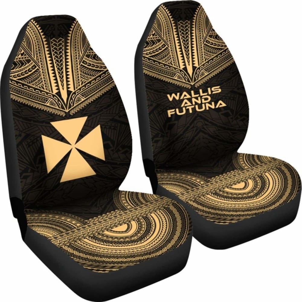 Wallis And Futuna Car Seat Cover - Wallis And Futuna Coat Of Arms Polynesian Chief Tattoo Gold Version - 105905 - YourCarButBetter