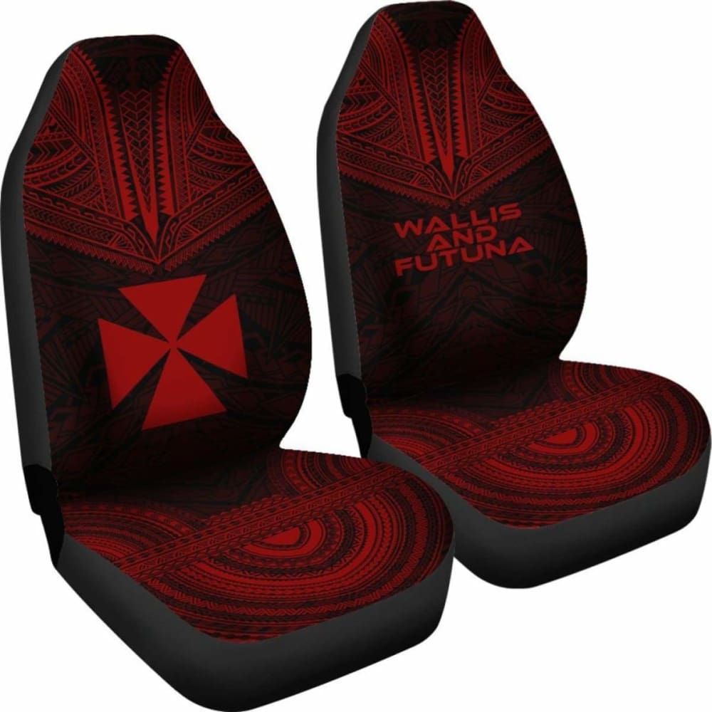 Wallis And Futuna Car Seat Cover - Wallis And Futuna Coat Of Arms Polynesian Chief Tattoo Red Version - 105905 - YourCarButBetter