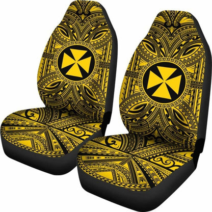 Wallis And Futuna Car Seat Cover - Wallis And Futuna Coat Of Arms Polynesian Gold Black 10 153908 - YourCarButBetter