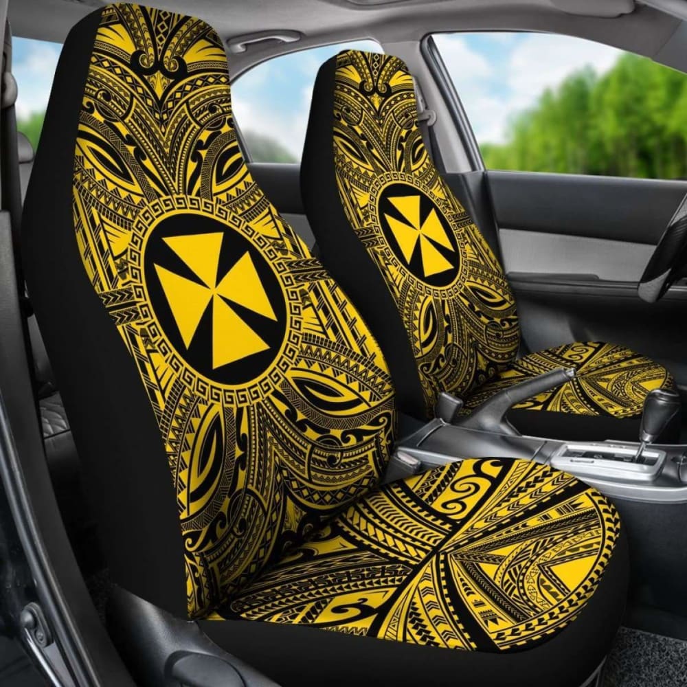 Wallis And Futuna Car Seat Cover - Wallis And Futuna Coat Of Arms Polynesian Gold Black 10 153908 - YourCarButBetter