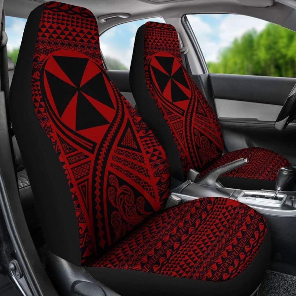 Wallis And Futuna Car Seat Cover - Wallis And Futuna Coat Of Arms Polynesian Tattoo Red - 105905 - YourCarButBetter
