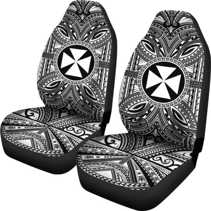 Wallis And Futuna Car Seat Cover - Wallis And Futuna Coat Of Arms Polynesian White Black 10 153908 - YourCarButBetter