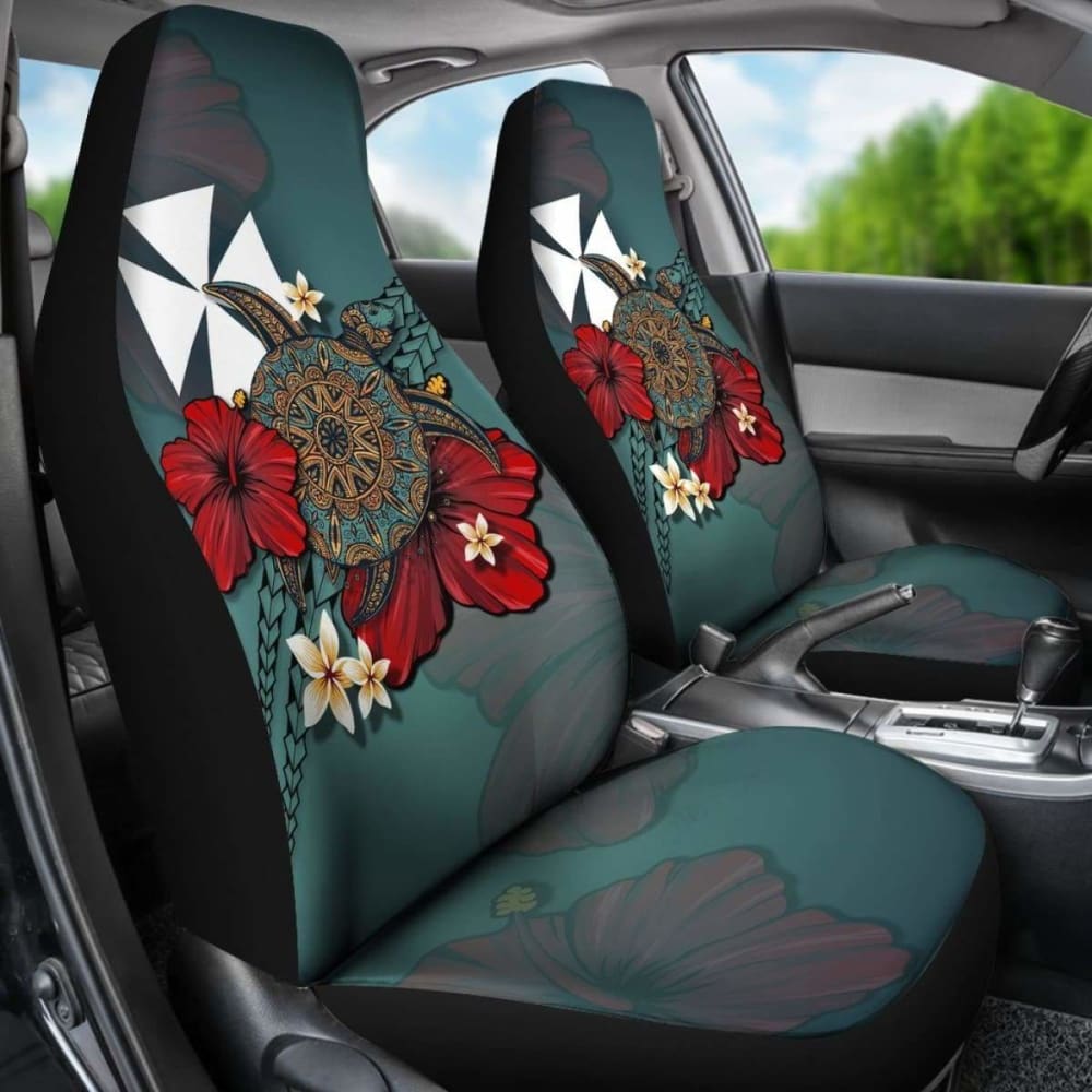 Wallis And Futuna Car Seat Covers Blue Turtle Tribal Amazing 091114 - YourCarButBetter