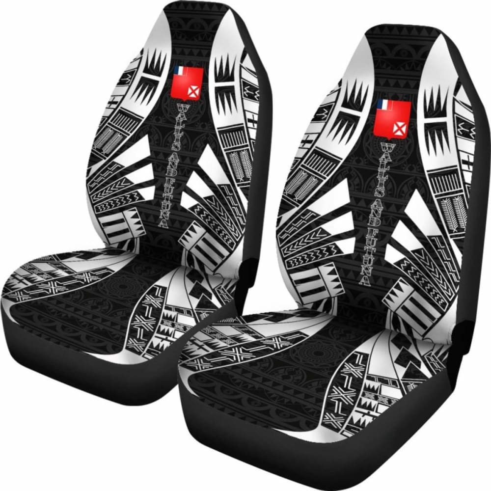 Wallis And Futuna Car Seat Covers - Wallis And Futuna Coat Of Arms Polynesian Tattoo Black - 09 153908 - YourCarButBetter
