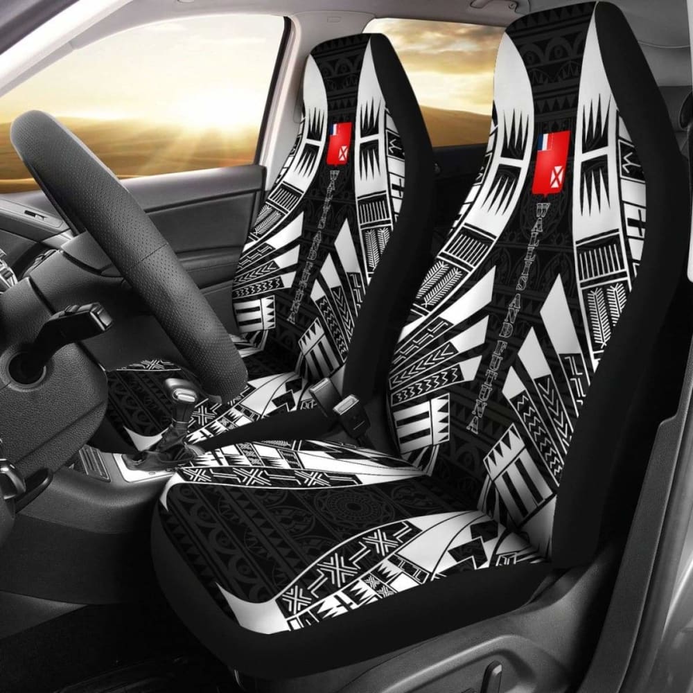 Wallis And Futuna Car Seat Covers - Wallis And Futuna Coat Of Arms Polynesian Tattoo Black - 09 153908 - YourCarButBetter