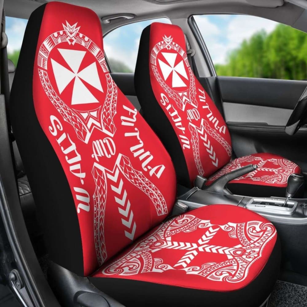 Wallis And Futuna Car Seat Covers - Wallis And Futuna Coat Of Arms Polynesian Tribal Red - 105905 - YourCarButBetter