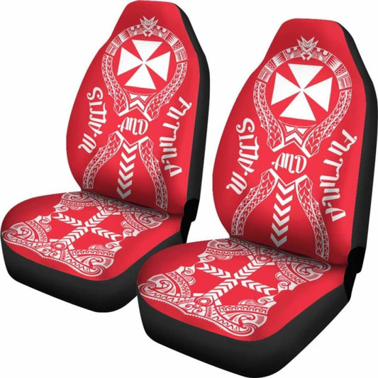 Wallis And Futuna Car Seat Covers - Wallis And Futuna Coat Of Arms Polynesian Tribal Red - 105905 - YourCarButBetter