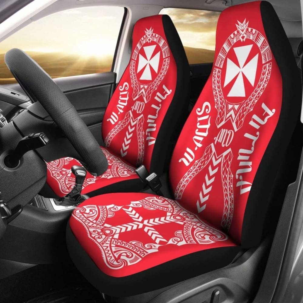 Wallis And Futuna Car Seat Covers Polynesian Tribal Red Flag 04 153908 - YourCarButBetter