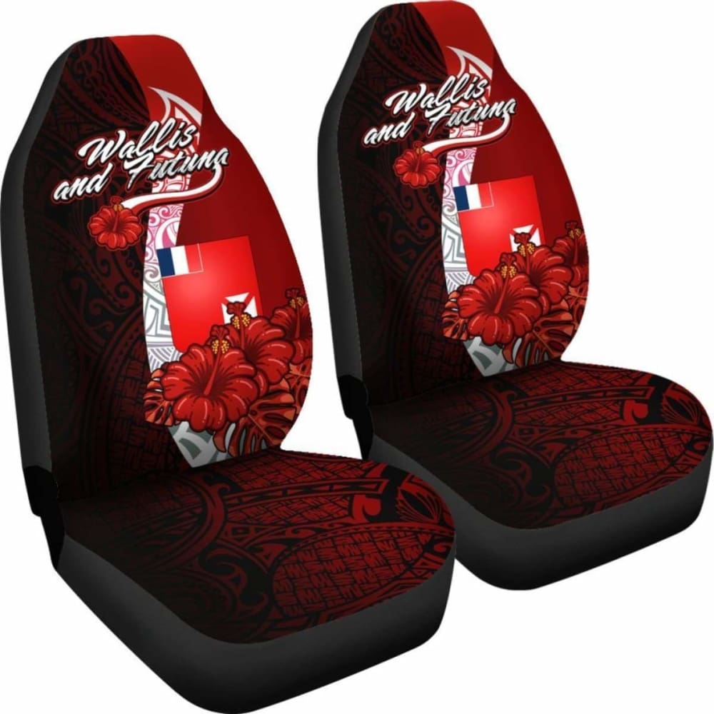 Wallis And Futuna Polynesian Car Seat Covers - Coat Of Arm With Hibiscus - 232125 - YourCarButBetter