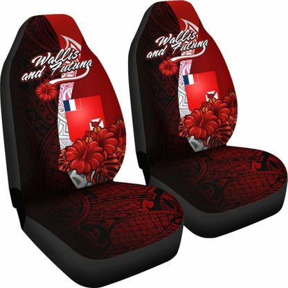 Wallis And Futuna Polynesian Car Seat Covers - Coat Of Arm With Hibiscus - 232125 - YourCarButBetter