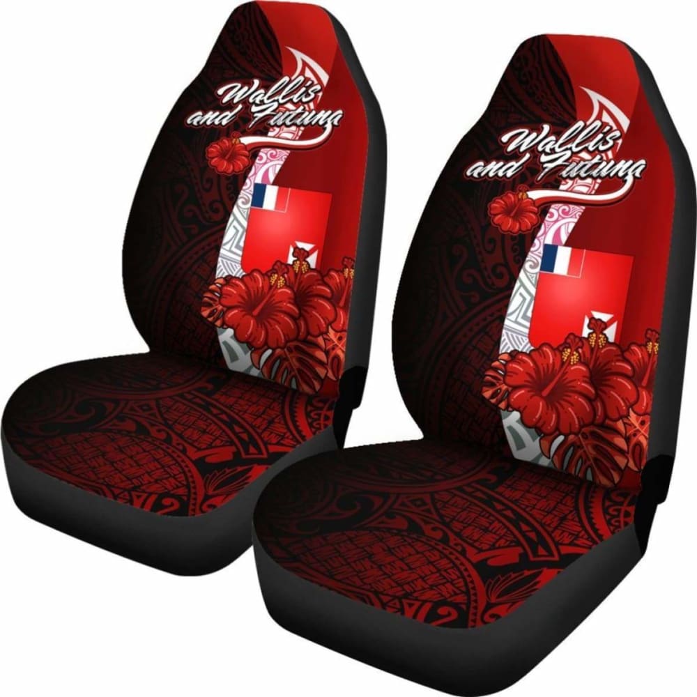 Wallis And Futuna Polynesian Car Seat Covers - Coat Of Arm With Hibiscus - 232125 - YourCarButBetter
