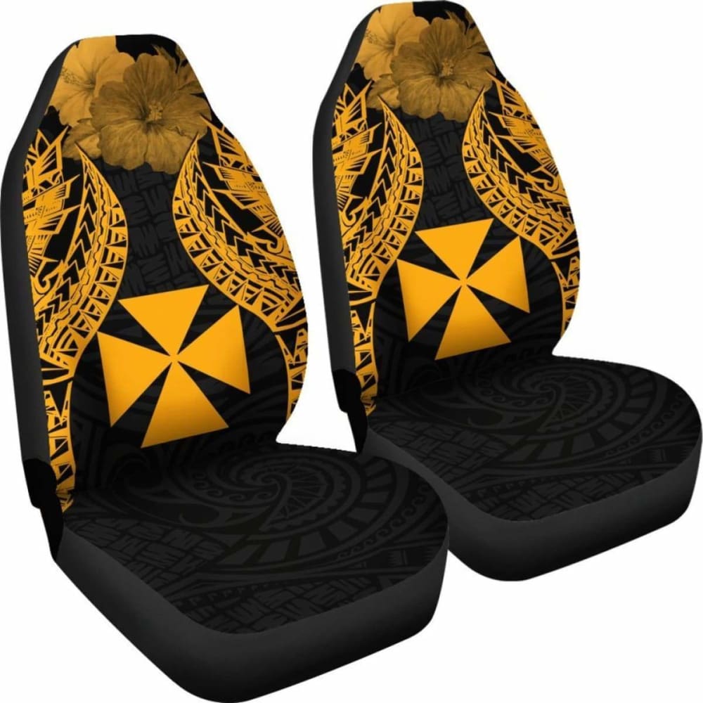 Wallis And Futuna Polynesian Car Seat Covers Pride Seal And Hibiscus Gold - 232125 - YourCarButBetter