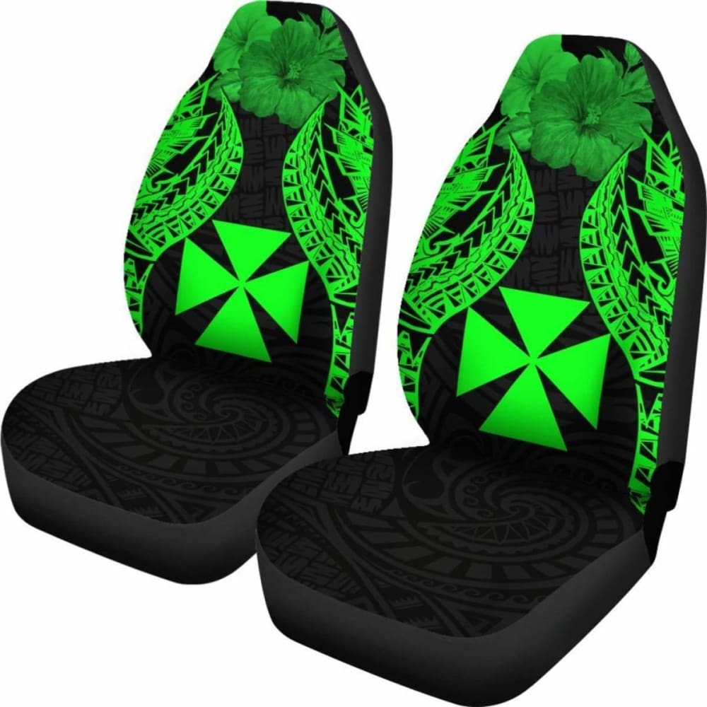 Wallis And Futuna Polynesian Car Seat Covers Pride Seal And Hibiscus Green - 232125 - YourCarButBetter