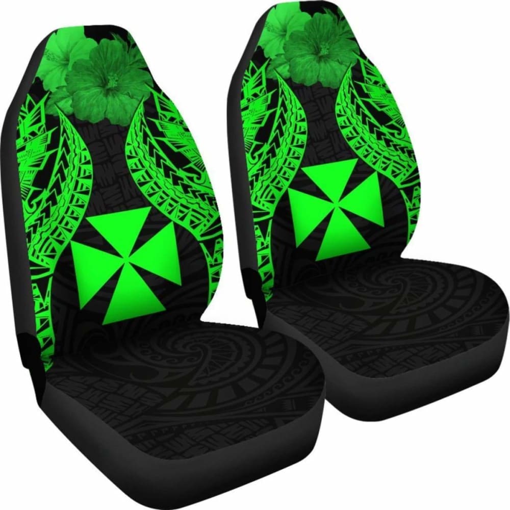 Wallis And Futuna Polynesian Car Seat Covers Pride Seal And Hibiscus Green - 232125 - YourCarButBetter