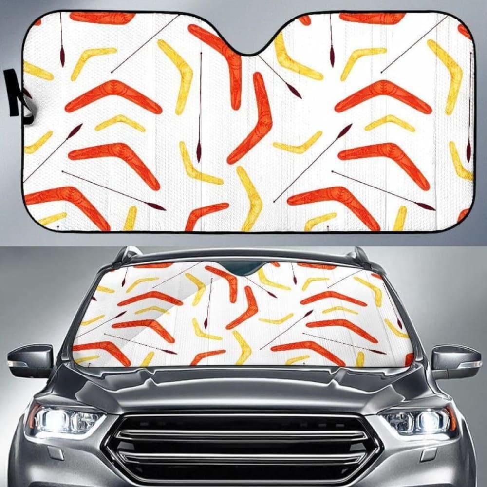 Waterclor Boomerang Australian Aboriginal Ornament Car Auto Sun Shades 094201 - YourCarButBetter
