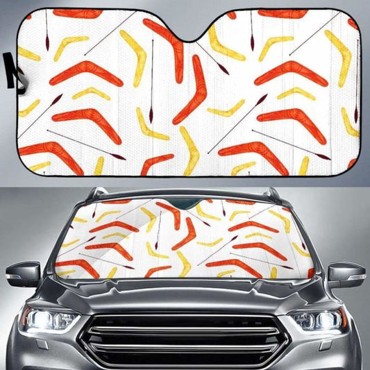 Waterclor Boomerang Australian Aboriginal Ornament Car Auto Sun Shades 094201 - YourCarButBetter