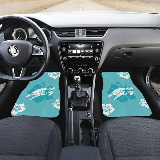 Watercolor Blue Sea Turtles Hibiscus Fashionable Car Floor Mats 211504 - YourCarButBetter