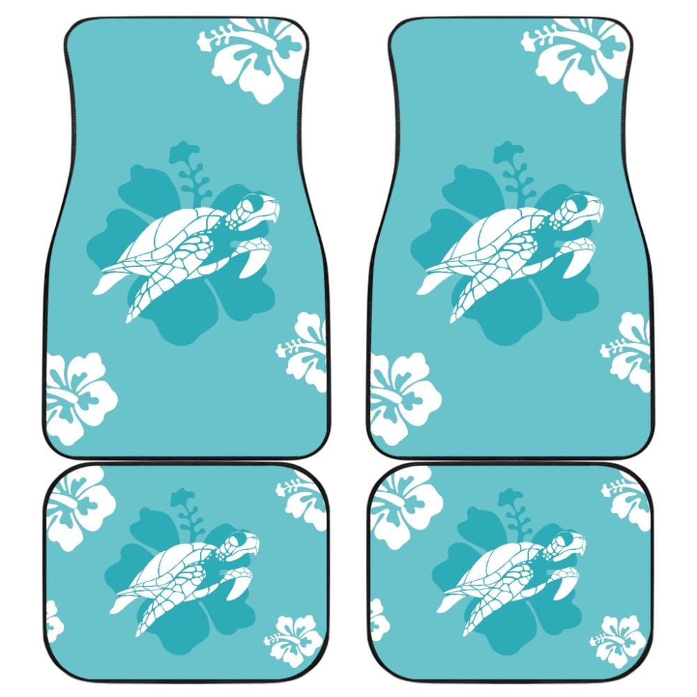 Watercolor Blue Sea Turtles Hibiscus Fashionable Car Floor Mats 211504 - YourCarButBetter