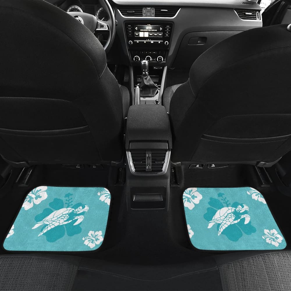Watercolor Blue Sea Turtles Hibiscus Fashionable Car Floor Mats 211504 - YourCarButBetter