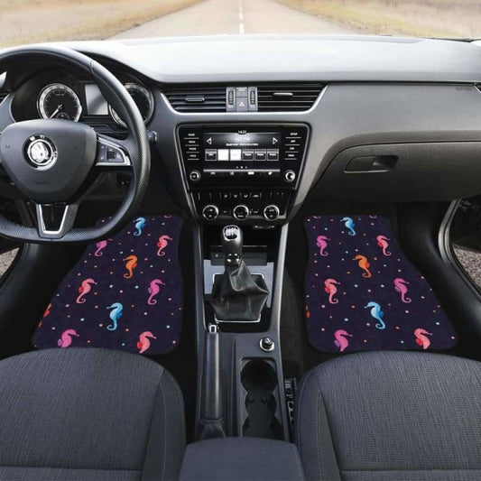 Watercolor Colorful Seahorse Pattern Front And Back Car Mats 174914 - YourCarButBetter