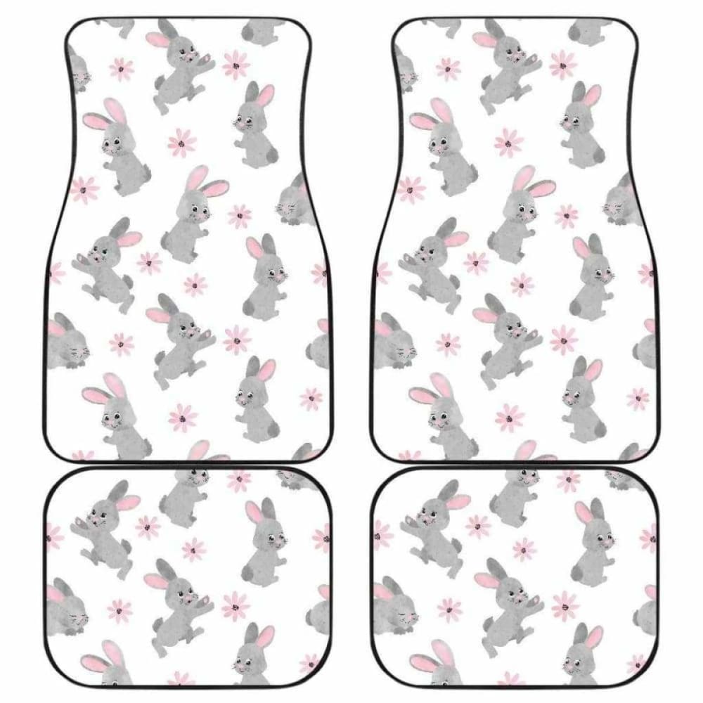 Watercolor Cute Rabbit Pattern Front And Back Car Mats 181703 - YourCarButBetter