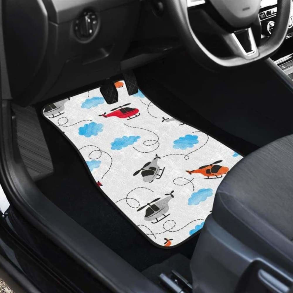 Watercolor Helicopter Cloud Pattern Front And Back Car Mats 174914 - YourCarButBetter