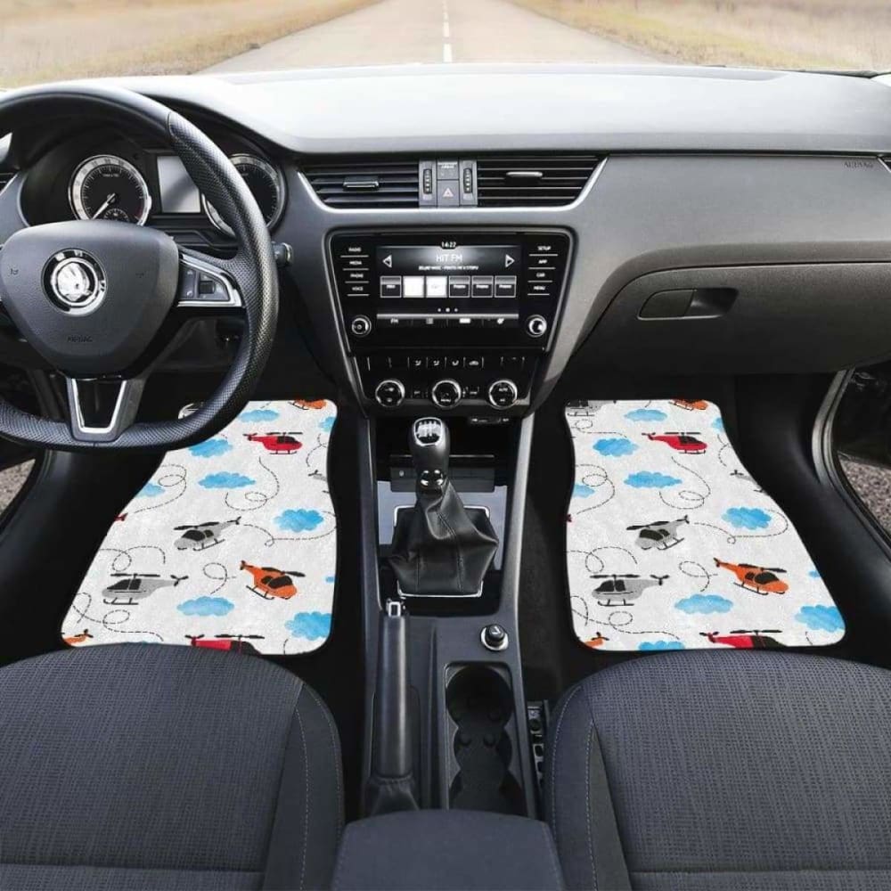 Watercolor Helicopter Cloud Pattern Front And Back Car Mats 174914 - YourCarButBetter