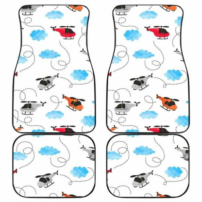 Watercolor Helicopter Cloud Pattern Front And Back Car Mats 174914 - YourCarButBetter
