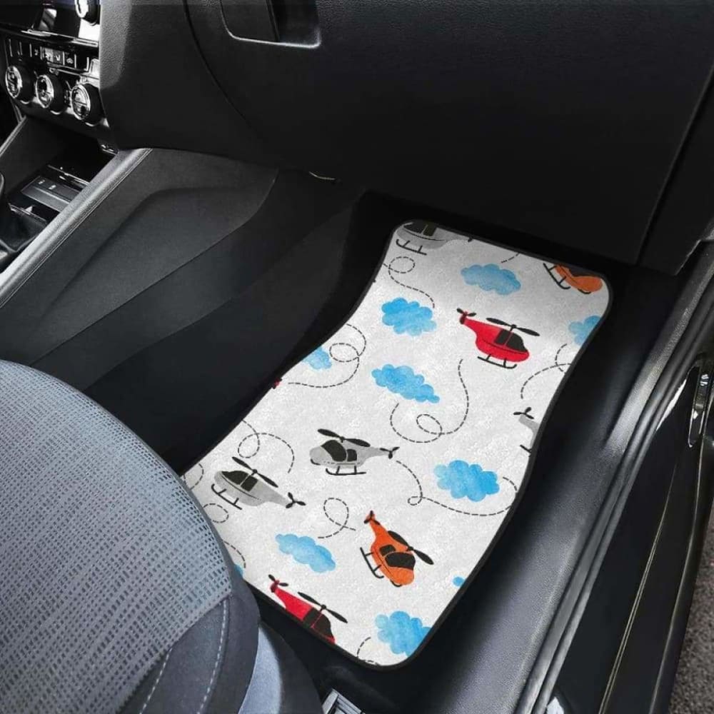 Watercolor Helicopter Cloud Pattern Front And Back Car Mats 174914 - YourCarButBetter