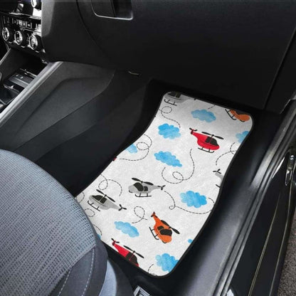 Watercolor Helicopter Cloud Pattern Front And Back Car Mats 174914 - YourCarButBetter