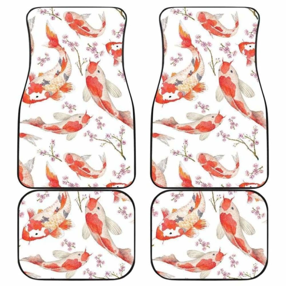 Watercolor Koi Fish Carp Fish Pattern Front And Back Car Mats 154230 - YourCarButBetter