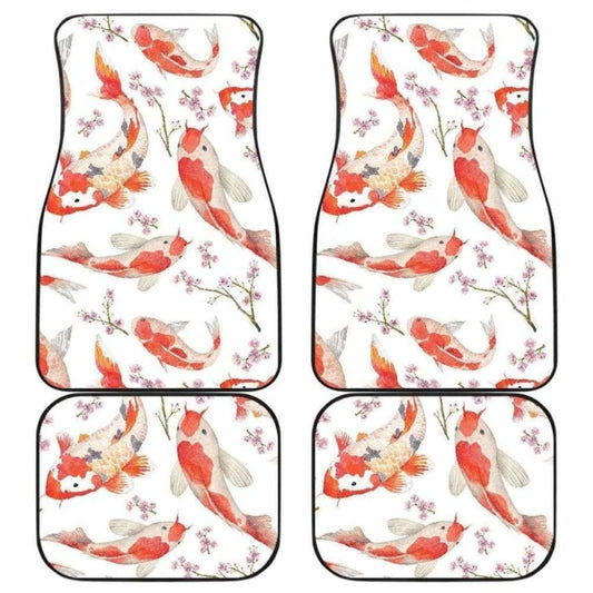 Watercolor Koi Fish Carp Fish Pattern Front And Back Car Mats 154230 - YourCarButBetter