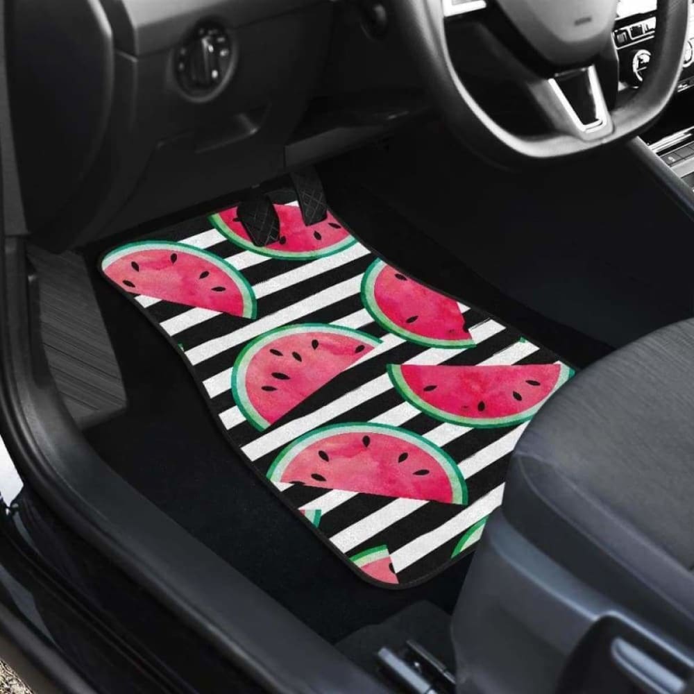 Watercolor Paint Textured Watermelon Pieces Front And Back Car Mats 174914 - YourCarButBetter