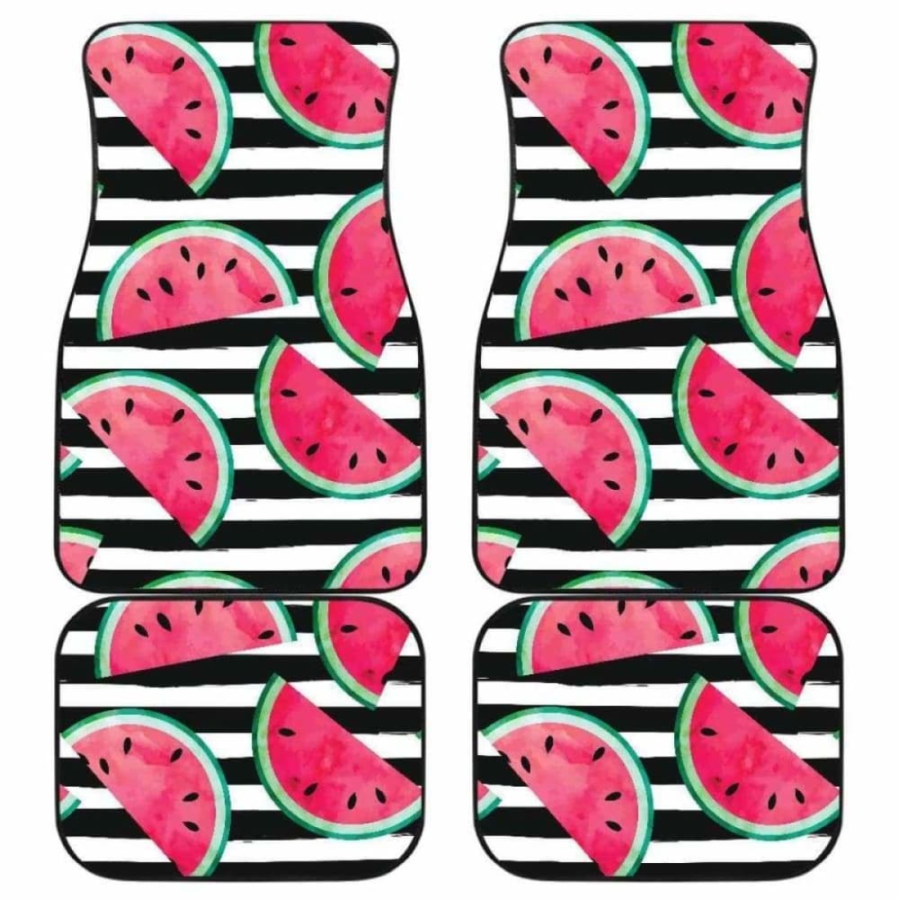 Watercolor Paint Textured Watermelon Pieces Front And Back Car Mats 174914 - YourCarButBetter